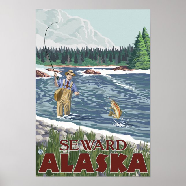Pôster Pescador de Voo - Seward, Alaska (Frente)