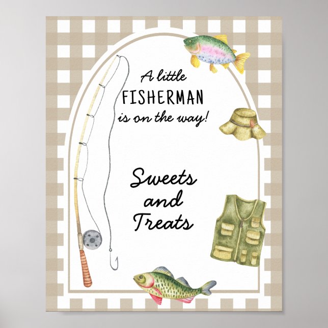 Poster Pescador - doces e guloseimas para chá de bebê (Frente)