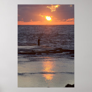 Pôster Pescador em Byblos ao pôr do sol, Líbano