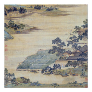 Pôster Pescador Ermitão Qiu Ying pintura antiga da China