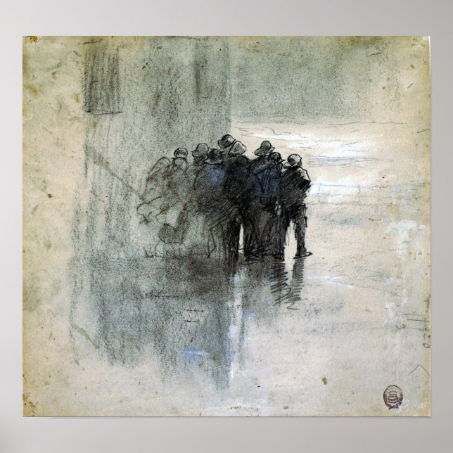 Poster Pescadores de granizo Winslow em Oilskins, Cullerc (Frente)