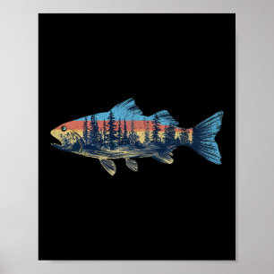 Poster Pescadores de mosca que pescam na natureza ao ar l