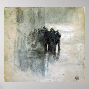 Poster Pescadores de Winslow Homer nos Oilskins,