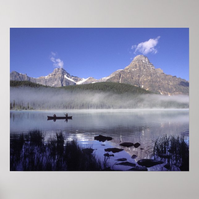 Poster Pescadores em canoa no lago Waterfowl, Banff (Frente)