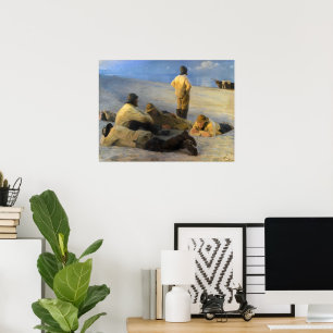 Poster Pescadores na praia de Skagen por Peder Severin Kr
