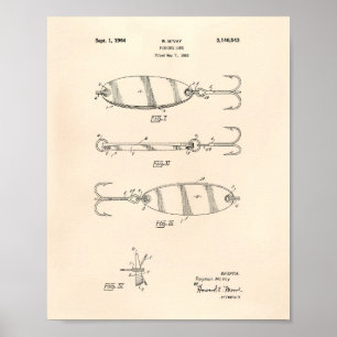 Poster Pescando a arte Peper velho da patente da atraçã