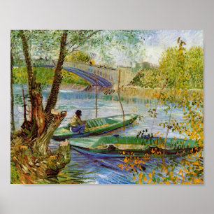 Poster Pescando na primavera, belas artes de Van Gogh