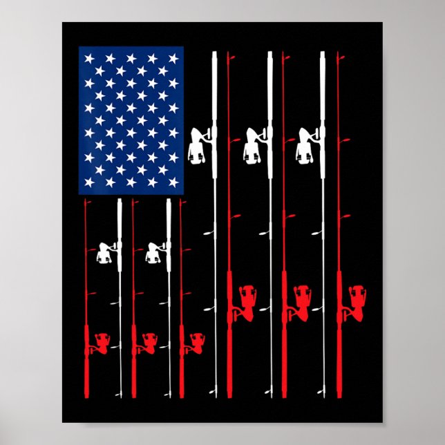 Poster Pescar Bandeira Dos Eua Espalha Um Presente De Caç (Frente)