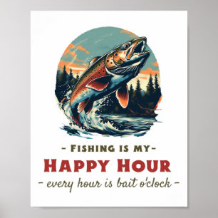 Poster Pescar engraçado é a minha hora feliz para pescado