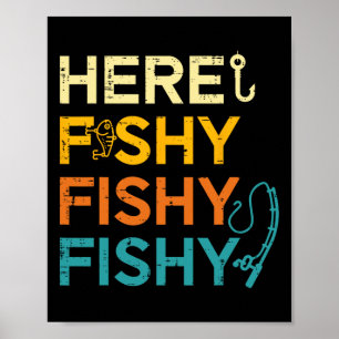 Poster Pescaria Aqui Pescar Retro Amante Do Peixe Pescado