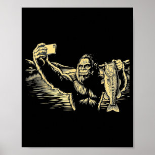 Poster Pescaria do Pé-grande selfie engraçado sasquatch r