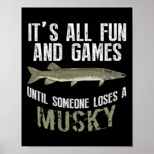 Poster Pescaria Musky Engraçada Muskellunge Peixe de Água