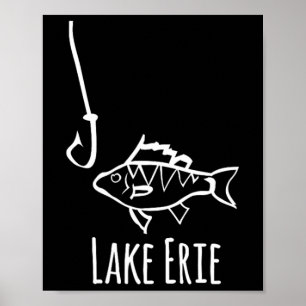 Poster Pescaria no Lago Erie Pensilvânia Peixe Perca Anzo
