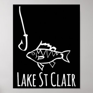 Poster Pescaria no Lago St Clair Michigan Peixe Com Anzol