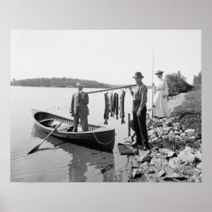 Poster Pescaria nos Adirondacks, 1903. Foto Antiga