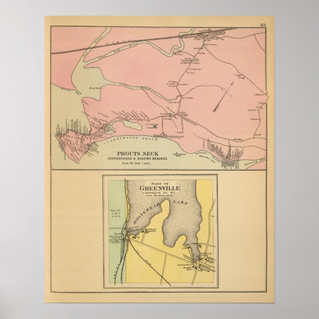 Pôster Pescoço das rochas Scarborough, praias do Higgins (Frente)