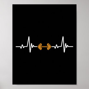Poster Pesos Barbell Heartbeat Gym Bodybuilding Levantand