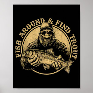 Poster Pesque Por Perto E Encontre A Truta Pesca Do Pé Gr