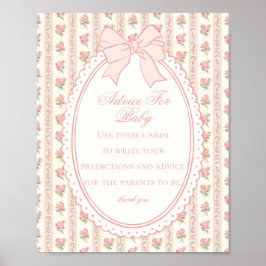 Poster Pêssego & Bege Vintage Floral Chique Conselhos par