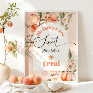 Poster Pêssego doce Os aniversários são doces, beba um pr