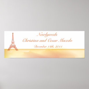 Pôster Pêssego Paris personalizado de banner de 22,5 pol