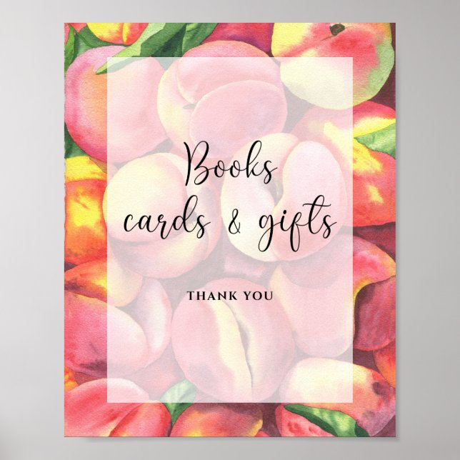 Poster Pêssegos aquarelas - cartões de livros e presentes (Frente)