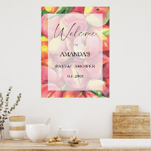 Poster Pêssegos - sinal de boas-vindas ao chá de panela