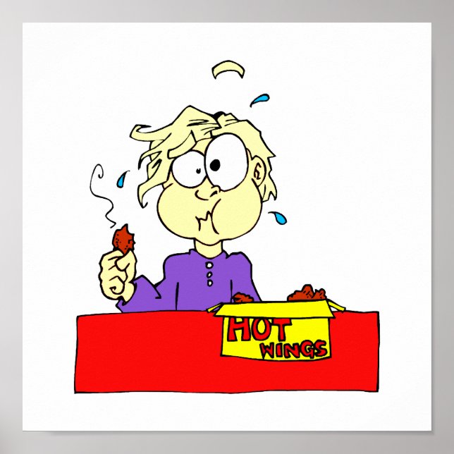 Poster Pessoa comendo asas quentes desenho animado HOT (Frente)