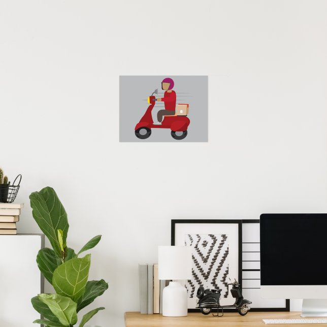 Poster Pessoa de Entrega Dirigindo uma Lambreta (Escritório em casa)