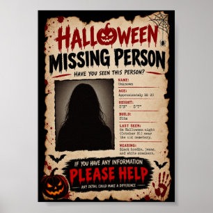 Poster Pessoa Desaparecida no Halloween Vintage