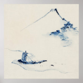 Poster Pessoa no barco com o Monte Fuji por Hokusai