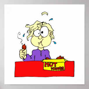 Poster Pessoa que come os desenhos animados quentes das