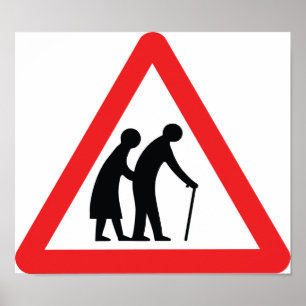 Poster Pessoas adultas do CUIDADO - sinal de tráfego