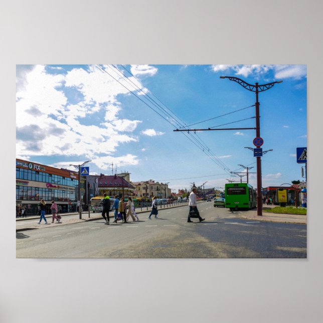Poster Pessoas de arquitetura de paisagem urbana da cidad (Frente)