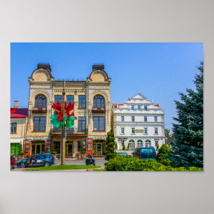 Poster Pessoas de vida da arquitetura da cidade de Grodno