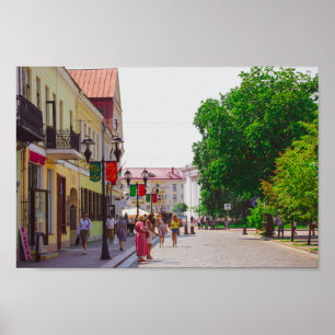 Poster Pessoas de vida da arquitetura da cidade de Grodno