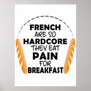 Poster Pessoas Francesas Comem Dor Para O Pão Engraçado D