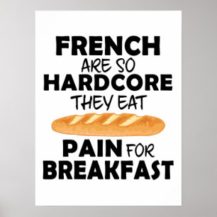 Poster Pessoas Francesas Comem Dor Para O Pão Engraçado D