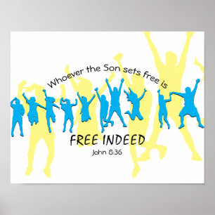 Poster Pessoas GRÁTIS Dançando  John 8:36 Personalizado