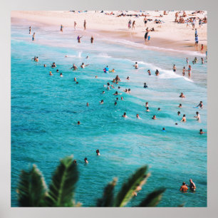 Poster Pessoas nadando na praia