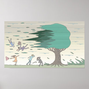 Poster Pessoas no dia em que uma tempestade atingiu.