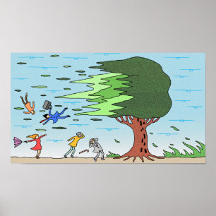Poster Pessoas no dia em que uma tempestade atingiu.