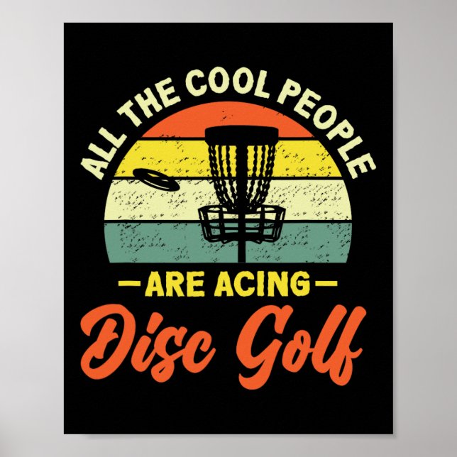 Poster Pessoas Retro Legais Mandando Bem no Disc Golf (Frente)