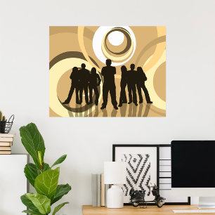 Poster Pessoas retrorreflectoras com Círculos Abstrato
