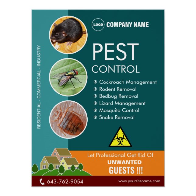 Pôster Pest Control Editável Glossy Poster (Frente)