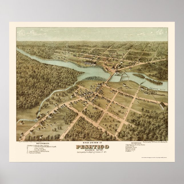 Poster Pestigens, Mapa Panorâmico da I - 1871 (Frente)