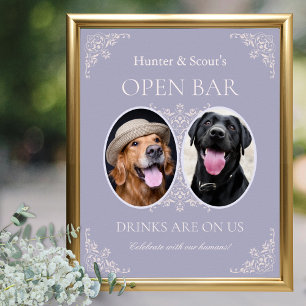 Poster Pet Amante Sinal de Bar Aberto de Casamento Lilac 