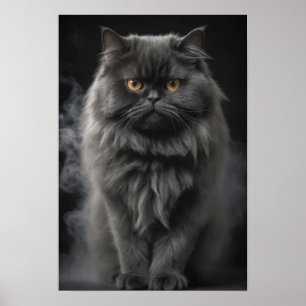 Poster Pet Animal Elegante De Gato Persa Retrato Dramátic