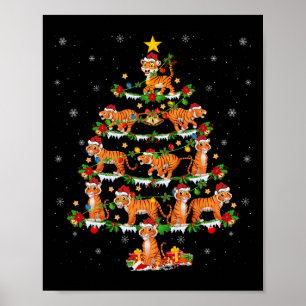 Poster Pet Animal Xmas Lights Papais noeis Tigre Árvore d