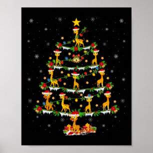 Poster Pet Animal Xmas Luzes Papais noeis Girafa Natal Tr